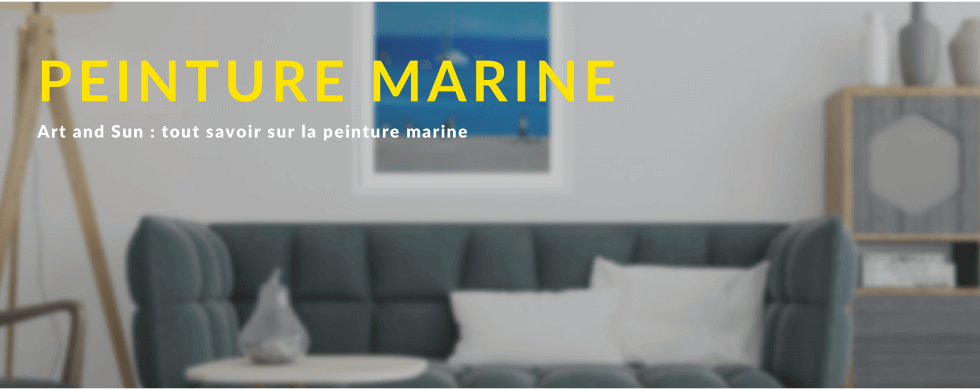 image d'un salon avec une oeuvre de peinture marine